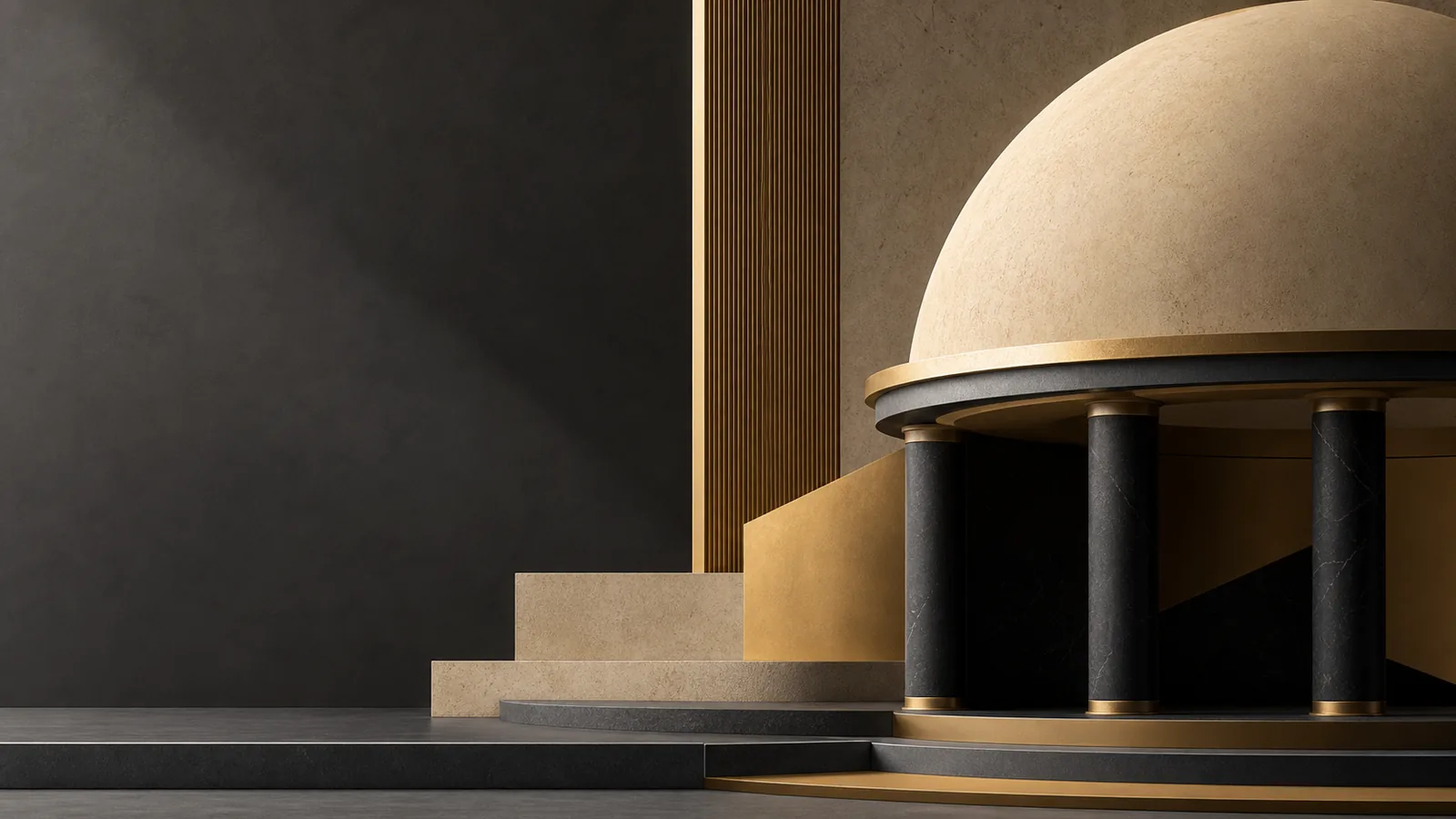 Home Abstract gold architectural columns representing Juris Dome legal services in Yemen